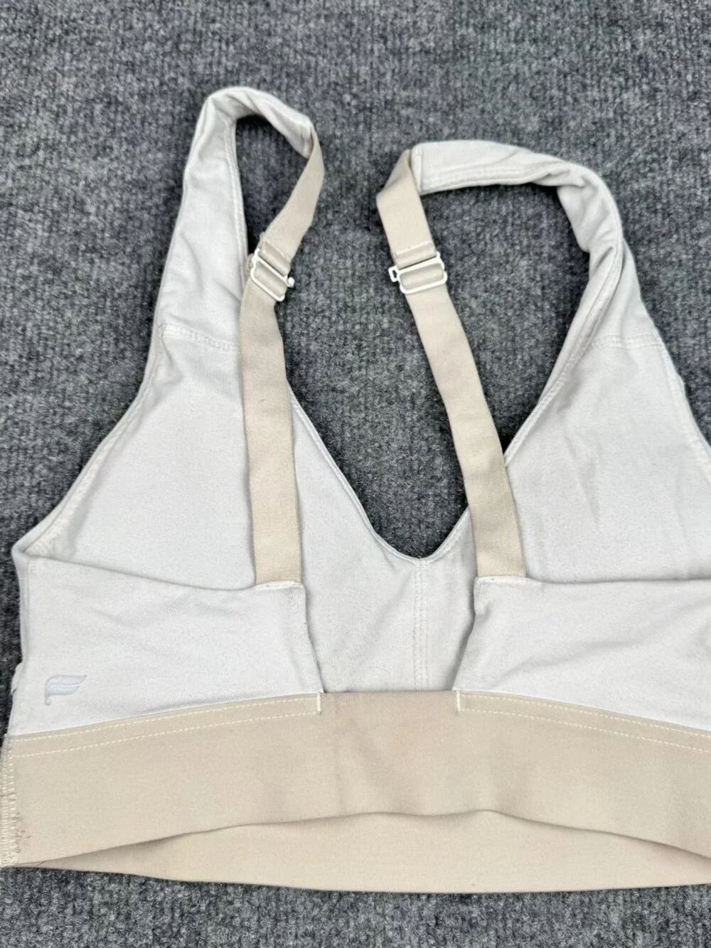 Fabletics Women's Gray Sports Bra Straps No Size Tag L Measurements Needs Wash